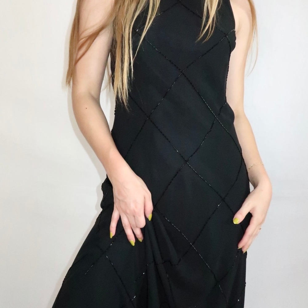 90s Jones New York Black Beaded Dress